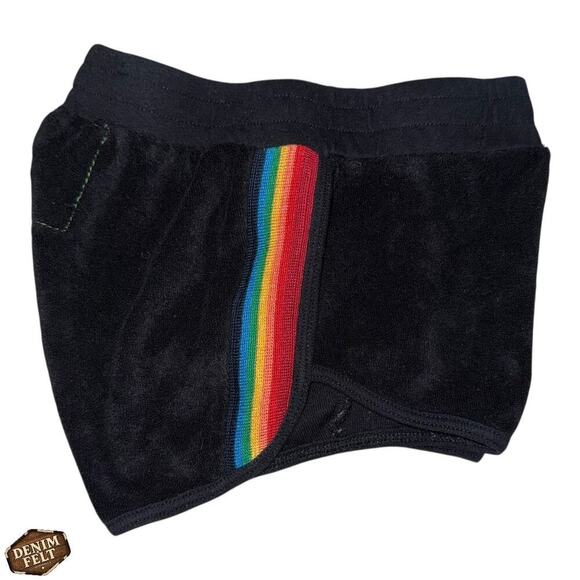 Aviator Nation Black Toddler/Youth Rainbow Stripe Velour Longe Shorts Size 6 - Picture 4 of 9